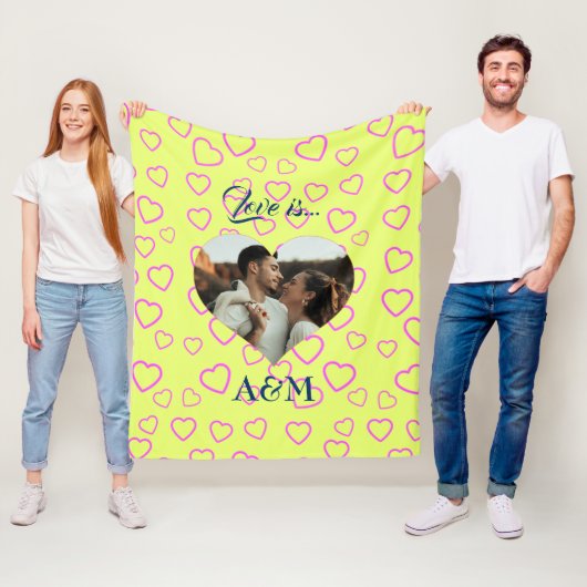 Foto-Herzvorlage | Gelb und Rosa Fleecedecke (Beispiel)
