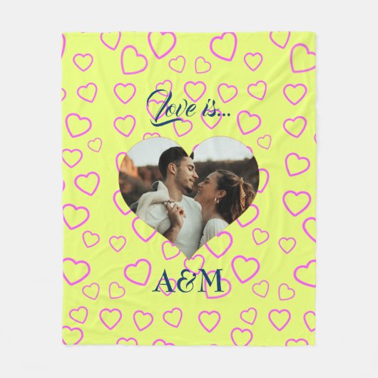 Foto-Herzvorlage | Gelb und Rosa Fleecedecke (Vorderseite)