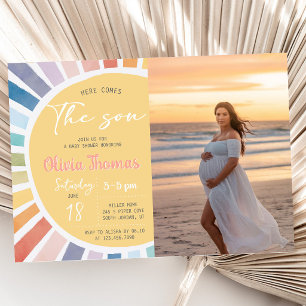 Foto Hier kommt der Sohn Baby Shower Einladung