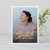 Foto High School Gold Names Graduation Party Folieneinladung (Stehend vorne)