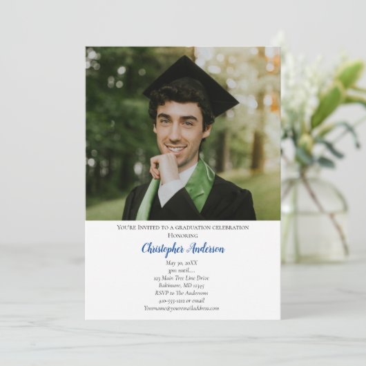 Foto High School Uni-Abschluss Party Einladung (Stehend Vorderseite)