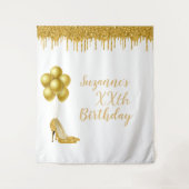 Foto Hintergrund Custom Birthday Party Gold Glitze Wandteppich (Vorderseite)