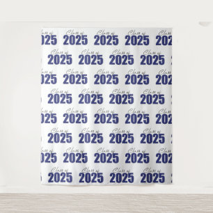 Foto-Hintergrund der Navy Blue Glitzer Class 2025 Wandteppich