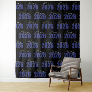 Foto-Hintergrund der Navy Blue Glitzer Class 2026 Wandteppich