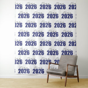 Foto-Hintergrund der Navy Blue Glitzer Class 2026 Wandteppich