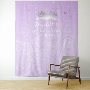 Foto-Hintergrund für Lila Rose Silver und Light Wandteppich