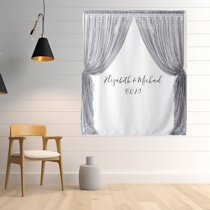 Foto Hintergrund Hochzeit Elegant Silber Vorhang Wandteppich
