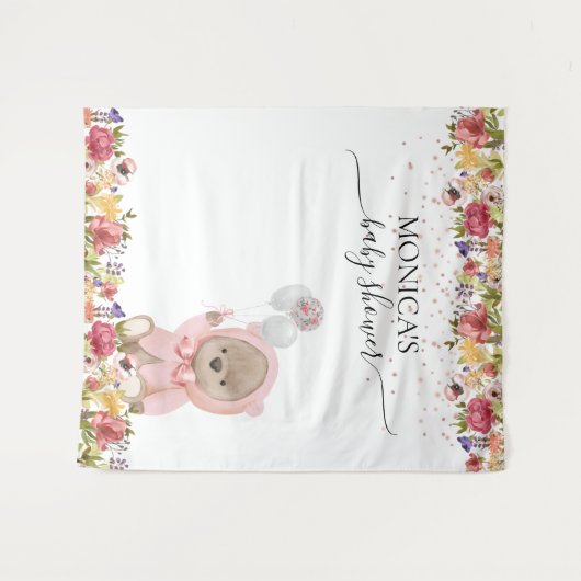 Foto Hintergrund Kinderdusche Rosa Teddybär Wandteppich (Vorderseite (Horizontal))