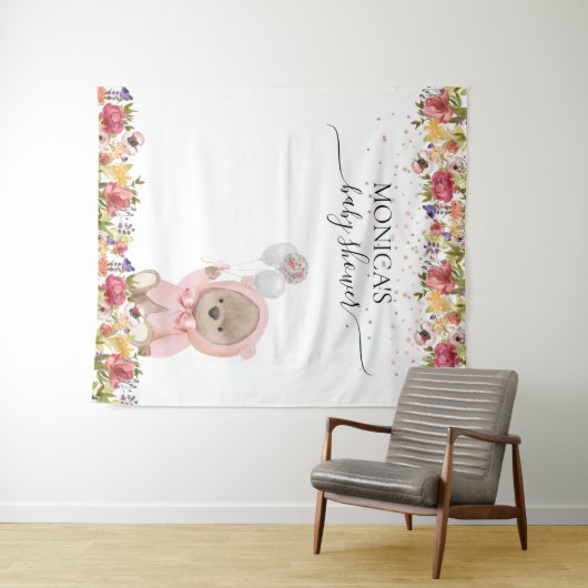 Foto Hintergrund Kinderdusche Rosa Teddybär Wandteppich (Beispiel (Horizontal))