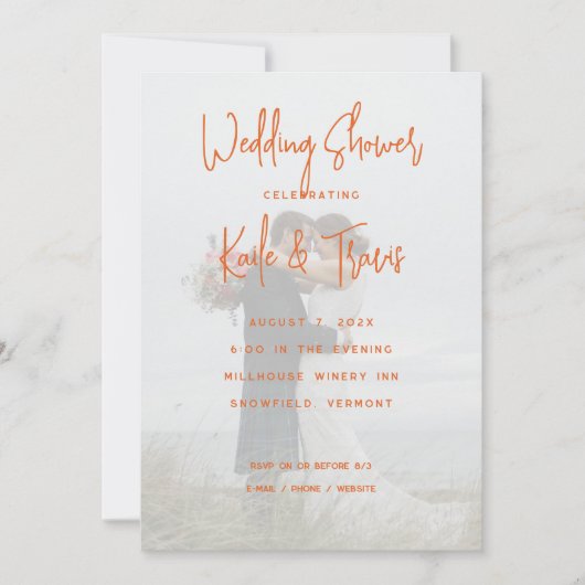 Foto Hintergrund Orange Hearts Dusche Einladungen (Vorderseite)