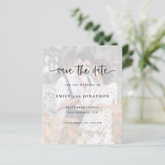 Foto Hintergrund QR Hochzeit speichern Datum (Stehend Vorderseite)