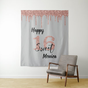 Foto Hintergrund Stand Sweet 16 16 Rose Gold Wandteppich