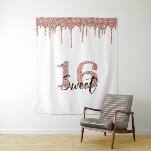 Foto Hintergrund Stand Sweet 16 16 Rose Gold Wandteppich (Beispiel)