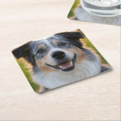 Foto hinzufügen Anpassen Rechteckiger Pappuntersetzer (angewinkelt)