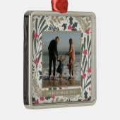 Foto hinzufügen | Aquarell Holly & Berries Ornament Aus Metall (Rechts)