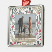 Foto hinzufügen | Aquarell Holly & Berries Ornament Aus Metall (Links)