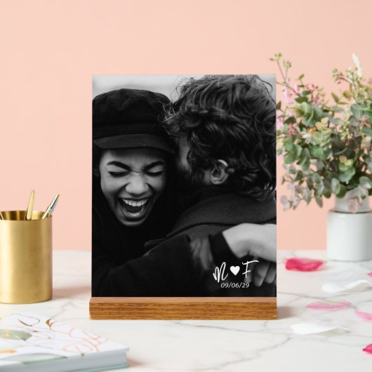 Foto hinzufügen | Benutzerdefinierter freier Text Acrylschild (Hochzeit)