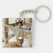 Foto hinzufügen, Buffalo Karo Weißer Acrylic benen Schlüsselanhänger (Rückseite)