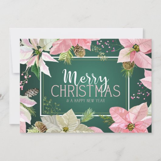 Foto hinzufügen | Christmas Watercolor Poinsettias Einladung (Vorderseite)