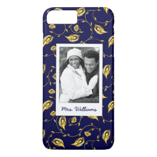 Foto hinzufügen   Dark Blue Peacock Pattern iPhone 8 Plus/7 Plus Hülle