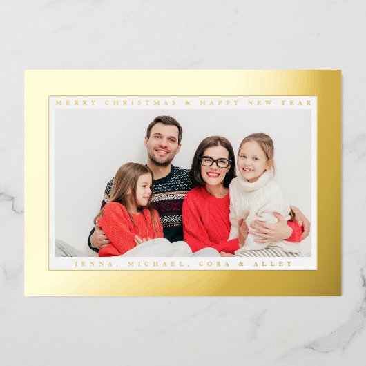 FOTO HINZUFÜGEN | Frohe Weihnachten und glückliche Folien Feiertagskarte (Vorderseite)