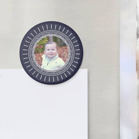Foto hinzufügen | Modern Navy Blue & White Magnet