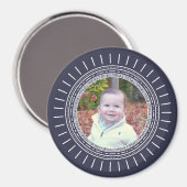 Foto hinzufügen | Modern Navy Blue & White Magnet (Vorderseite/Rückseite)