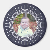 Foto hinzufügen | Modern Navy Blue & White Magnet (Vorne)