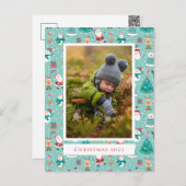 Foto hinzufügen | Niedliches Weihnachtsmuster Postkarte (Vorne/Hinten)