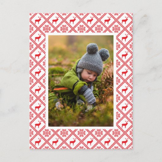 Foto hinzufügen | Reindeer Sweater Christmas Postkarte (Vorderseite)
