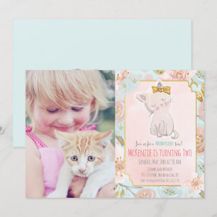 FOTO HINZUFÜGEN - Süße Katzenblume Geburtstagseinl Einladung