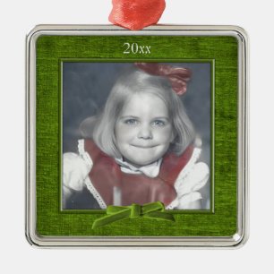 Foto hinzufügen - Vorlage für grünen Chenille-Plat Ornament Aus Metall