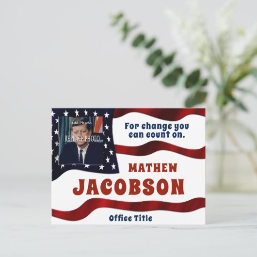 Foto hinzufügen | Wahlkampfvorlage Postkarte (Stehend Vorderseite)