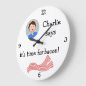 Foto hinzufügen: "Zeit für Bacon" Große Wanduhr (Winkel)