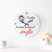 Foto hinzufügen: "Zeit für Bacon" Große Wanduhr (Zuhause)