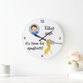 Foto hinzufügen: "Zeit für Spaghetti" Große Wanduhr (Zuhause)
