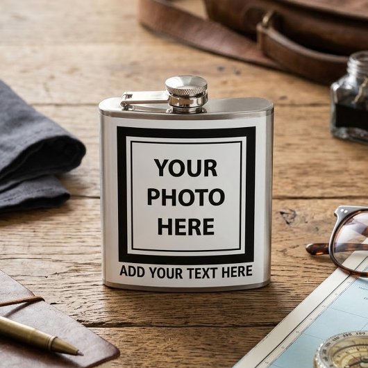 Foto hochladen und Text hinzufügen - Anpassen Flachmann