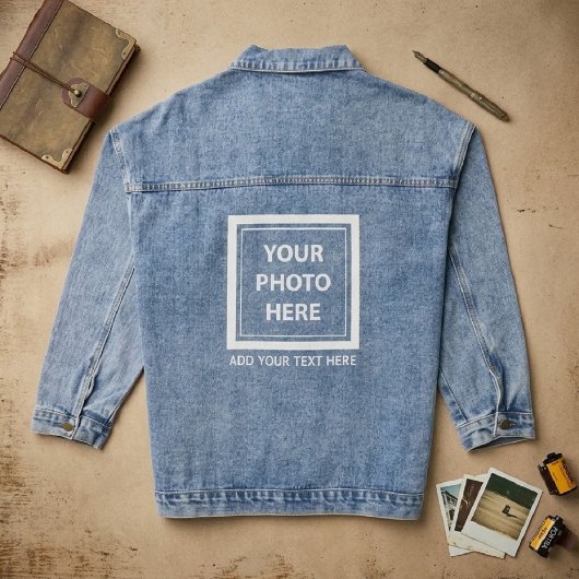 Foto hochladen und Text hinzufügen - Anpassen Jeansjacke