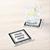 Foto hochladen und Text hinzufügen - Anpassen Rechteckiger Pappuntersetzer (Vor Ort)