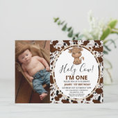 Foto Hochlandkuh Kuh Druck 1. Geburtstag Einladung (Stehend Vorderseite)