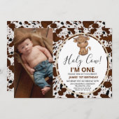 Foto Hochlandkuh Kuh Druck 1. Geburtstag Einladung (Vorne/Hinten)