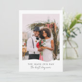 Foto Hochzeit am besten am Tag Dankeskarte (Stehend Vorderseite)