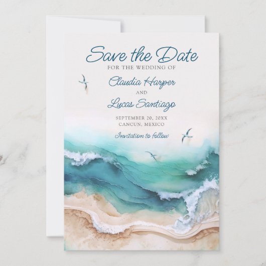 Foto Hochzeit am Strand Save The Date (Vorderseite)