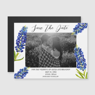 Foto-Hochzeit Bluebonnets-Frühlingsskript-Magnet Magnetkarte
