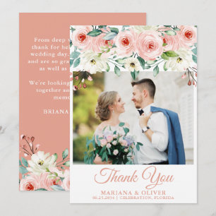 Foto Hochzeit danke, dass Sie Karte Peach White Fl
