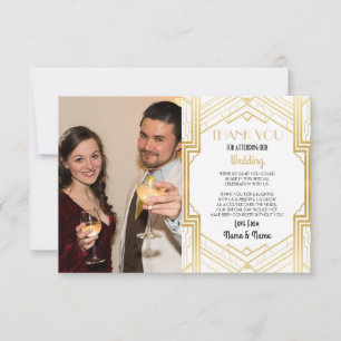 Foto-Hochzeit-Danke-Karte Art Deco 1920er Party Dankeskarte