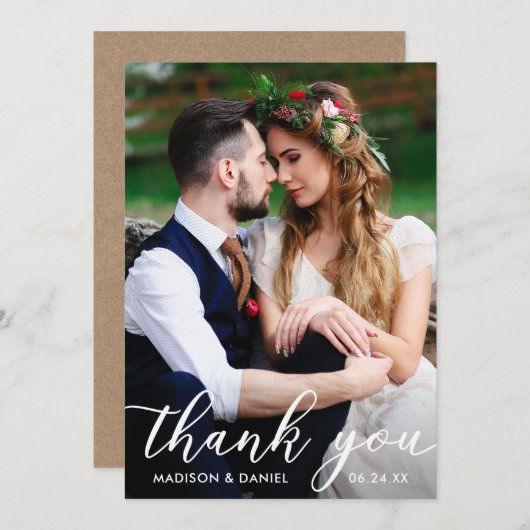 Foto Hochzeit Danke Kraft Card Einladung (Vorne/Hinten)