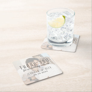 Foto-Hochzeit-Danke-Unterlage Rechteckiger Pappuntersetzer