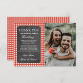 Foto-Hochzeit danken Ihnen, rustikale Karo-Kreide Dankeskarte (Vorne/Hinten)