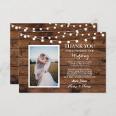 Foto-Hochzeit danken Ihnen, Verlobungs-Holz-Licht Dankeskarte (Vorne/Hinten)